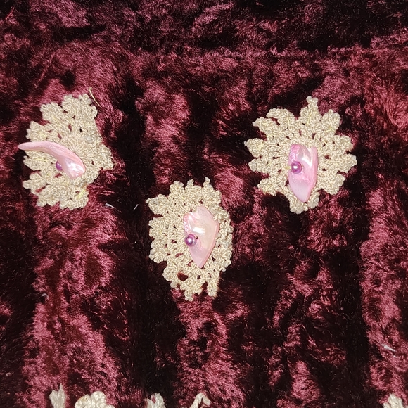 Unique Funky Crushed Velvet Dollie Decorated Zip-Up Bomber Style Jacket - Picture 8 of 13